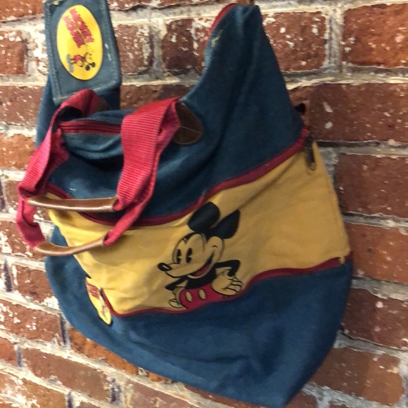VINTAGE Mickey Mouse tote bag with web adjustable handle & hidden yellow Mickey - Picture 2 of 4